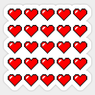 Pixel Red Hearts Pattern Sticker